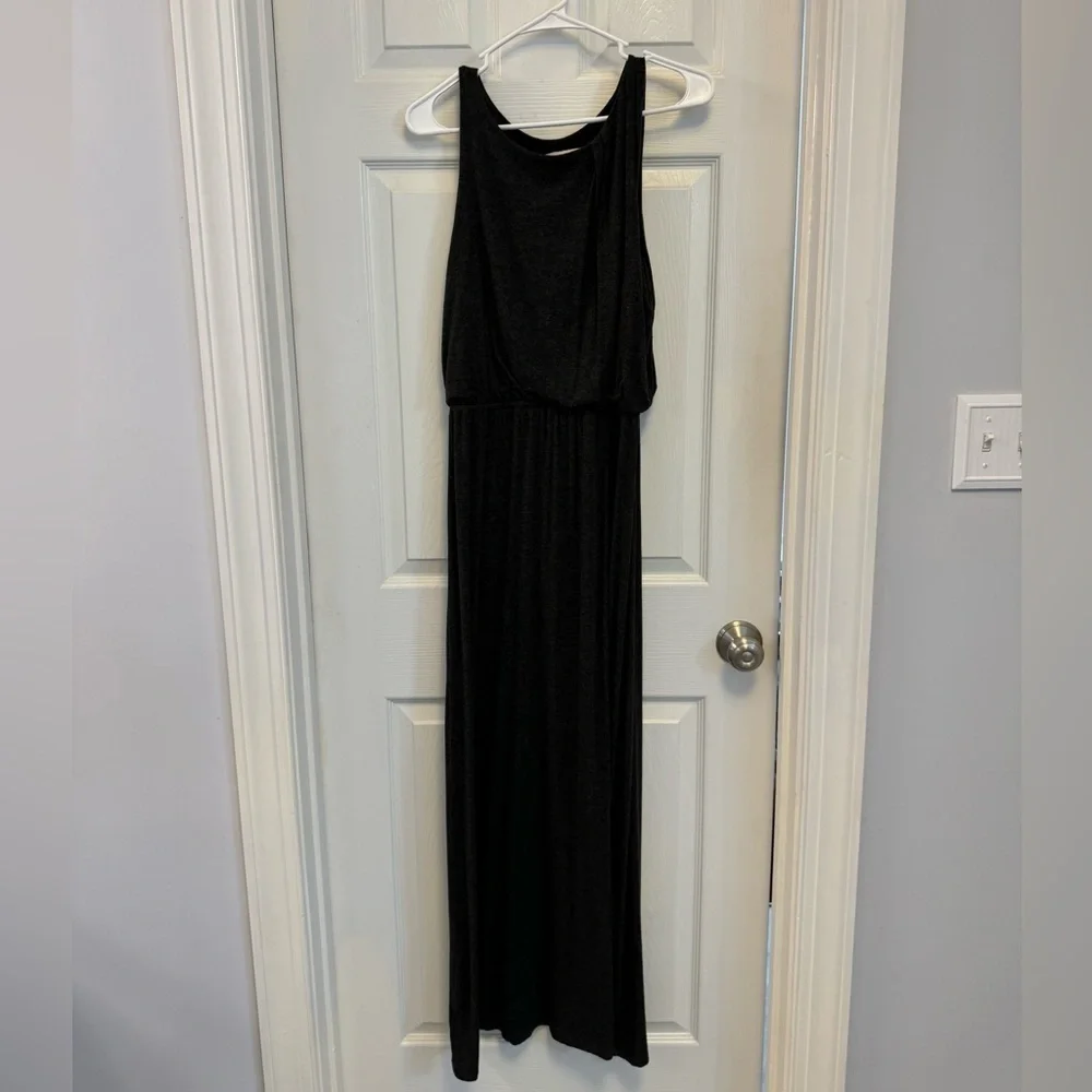 LOFT Dark Gray Blouson Maxi Dress Size Small - Picture 3 of 12